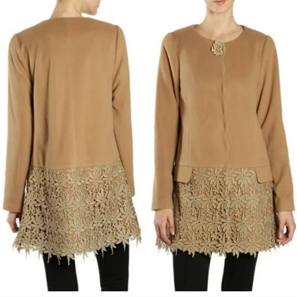 A'reve Retro Mod Look Lace Trim Peacoat Size Large
